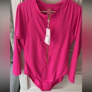 Lilly Pulitzer Vibrant Hot Pink Long-Sleeve Zip One-Piece